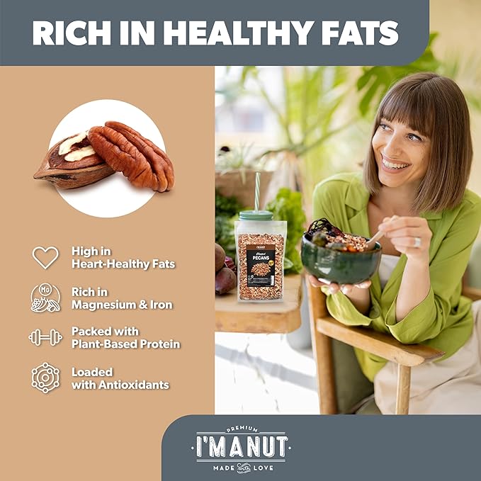 Premium Raw Chopped Pecans 48 oz (3 lb) | American-Grown, Non-GMO | Batch Tested Gluten & Peanut Free | No PPO or Preservatives | Rich Flavor for Snacking & Cooking