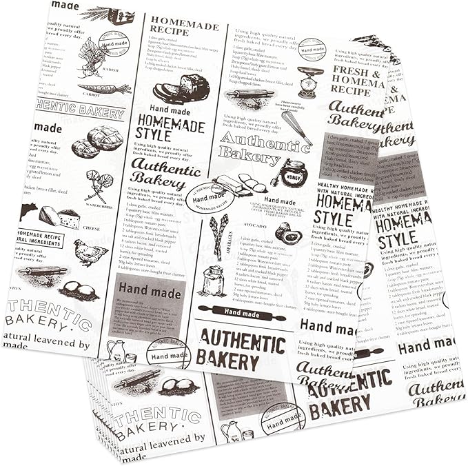 10" x 10" - 200 Pk - Food Paper Sheets, Sandwich Wrapping Greaseproof Paper Sheets, Bread/Rolls Deli Paper Liners, Baskets Lining Wrappers for Fish & Chips or Burger & Fries