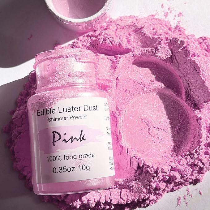Hot Pink Edible Luster Dust for Cake Decorating – 10g Colaele Shimmering Edible Glitter Dust for Chocolates, Metallic Food Coloring Powder for Edible Glitter for Drinks Cocktails, No Gluten,Vegan