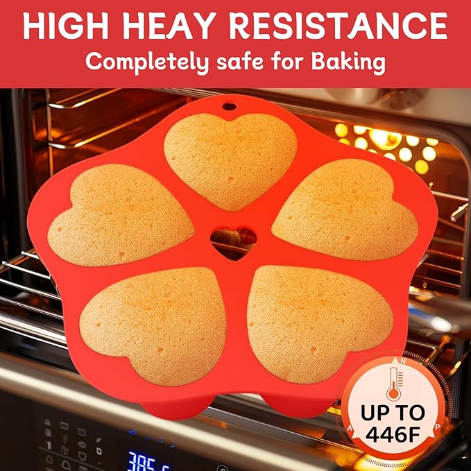 Silicone Mini Air Fryer Muffin Pan Heart Cups for Oven Baking,1 pcs Egg Bite Mold Muffin Tins Cup Cake Pan Tray for Air Fryer Basket Liners Accessories Baking Muffin Cakes Pudding Pancake