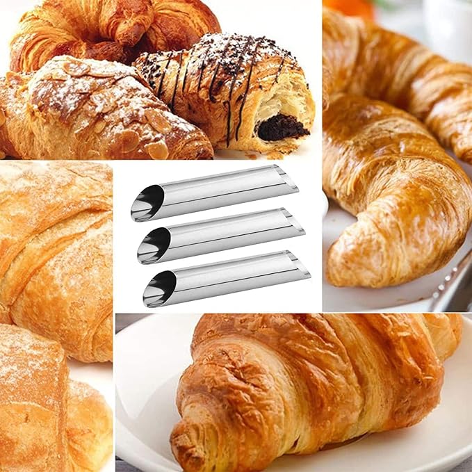 8 Pack Cannoli Tubes, Stainless Steel 5 inch Pancake Tubes Cream Croissant Spiral Cake Baking DIY Spiral Cake Decoration Tool-Candy Corner Mold