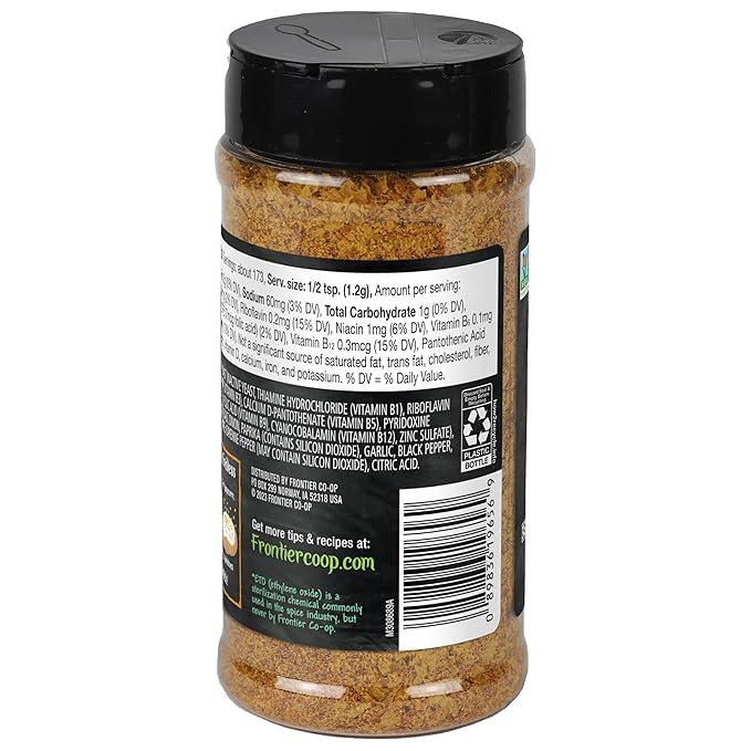 Frontier Co-op Nacho Spice Nutritional Yeast Blend with Vitamin B12, 7.30 oz - For Popcorn, Snacks, Pasta, and Soup