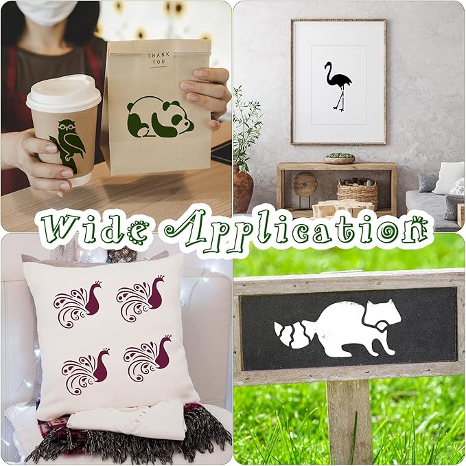 100 Pcs Stencils for Painting on Wood Reusable Stencil Crafts Drawing Templates Holiday Wall Paper for DIY Scrapbook Home 2 x 2 Inch(Animals)