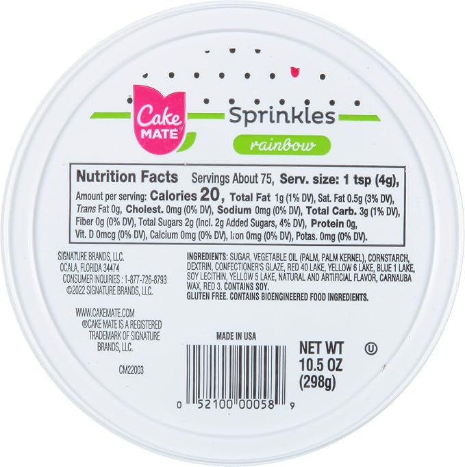 Cake Mate Christmas Rainbow Sprinkles with resealable lid - Delicious Dessert Sprinkles for Ice Cream, Cookies, Baked Goods, Donuts 10.5 oz Tub (Rainbow Jimmies)