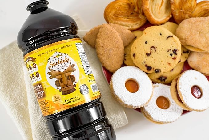 Suchiate Pure Vanilla | Mexican Vanilla for Baking and Desserts | Made with Real Vanilla Bean | Vainilla Mexicana Buena 33.8oz (1 Liter)