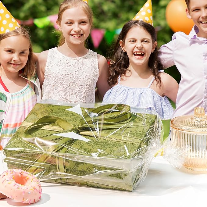 Brandon-super 200 PCS Transparent Clear Cellophane Bags 9x12 Inches, Clear Treat Bags with Ties for Cookie Bags Resealable Cellophane Bag for Packaging Cookies,Gifts,Products,Candy,Favors