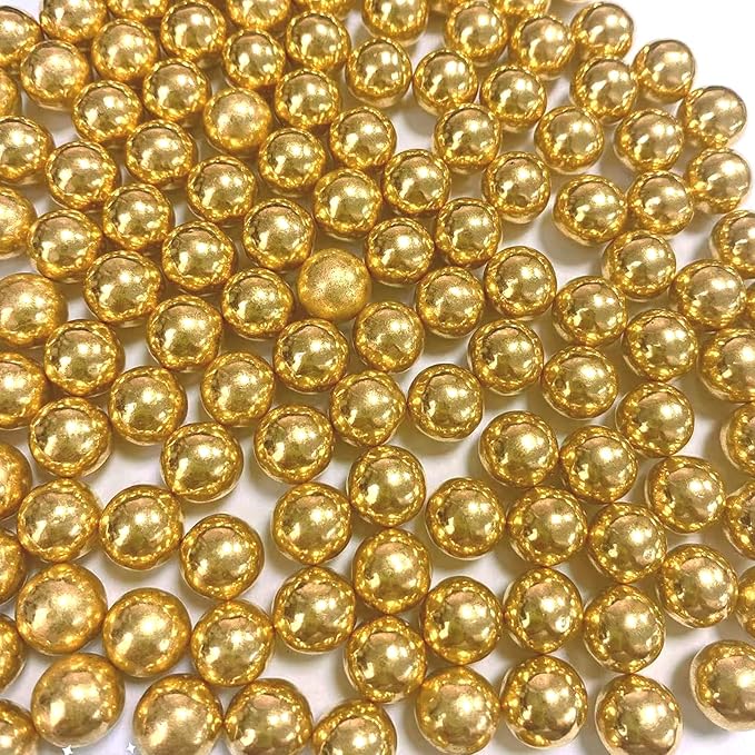 PhilaeEC Gold Peals 10mm Size Sprinkles for Cake Decoration Edible Candy Baking Cookie Cupcake Toppers Wedding Party Valentines Halloween Christmas Supplies 4.23oz