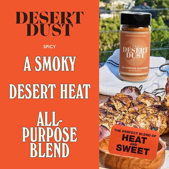Desert Dust Spicy – All-Purpose Chiltepin Pepper Seasoning with Organic Date Sugar | Bold Medium-Hot Heat for Steak, Chicken, Seafood, Vegetables & More | Low-Glycemic, Gluten-Free | 5oz