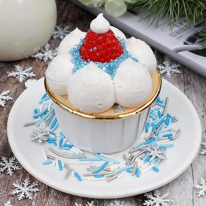 Sprinkles for Cake Decorating Hanukkah Holiday Assortment 8 oz, Blue and White Winter Snowflake Sprinkles Edible Jimmies, Nonpareils and Sanding Sugar for Decorating Cookies, Baking, Cupcakes, Cakes, Desserts