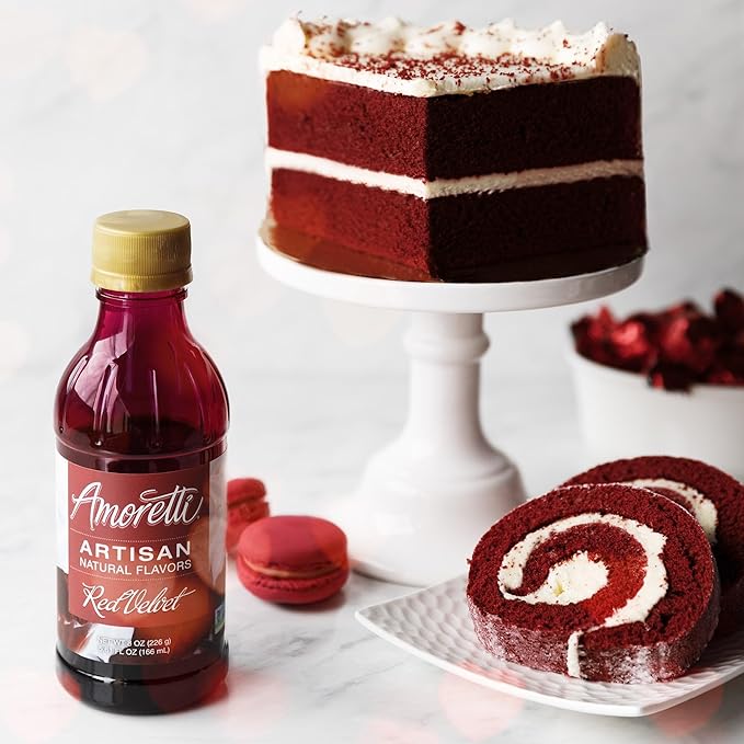 Amoretti - Natural Red Velvet Artisan Flavor Paste, 8 oz, Perfect For Ice Cream, Beverages, Cakes, and more, Preservative Free, Vegan, Gluten Free, No Artificial Sweeteners, Highly Concentrated