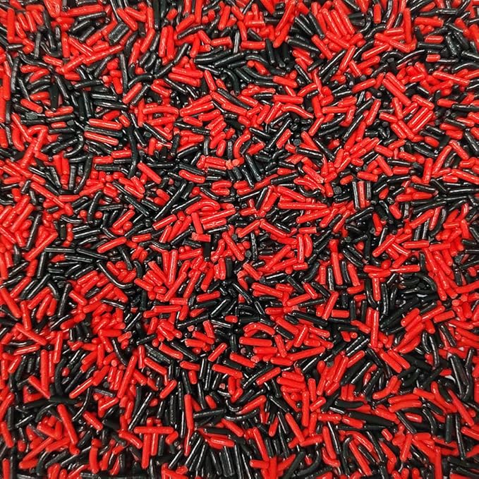 Homankit Red and Black Jimmies Sprinkles Edible Sprinkle Candy Soft Jimmies Toppings for Ice Cream, Cupcake, Cake, Cookie, Dessert Decorating 2.75 Ounces
