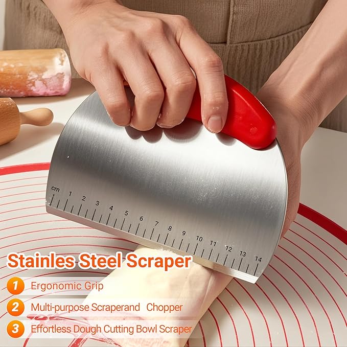 Banneton Bread Baskets,10"Round &11"Oval Proofing Basket with Liners & Covers,Bread Lame,Dough Whish,Brush,Bowl Scraper and Stainless Steel Scraper, for Home & Professional Bakers Baking Tool