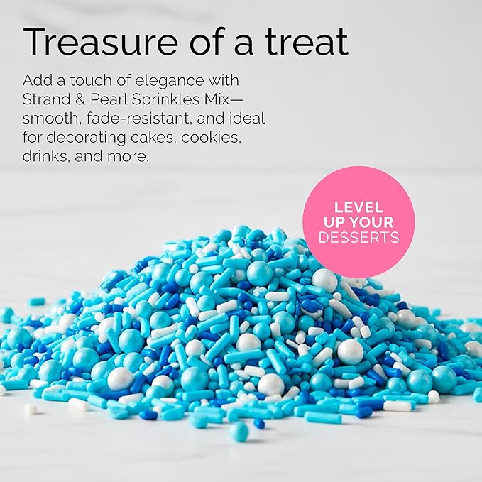 Cake Craft Blue Sprinkles Mix – 3-Pack (100g Each) | Sugar Strands & Sugar Pearls | Elegant Mixed Sprinkles for Cakes, Cupcakes, Cookies & More