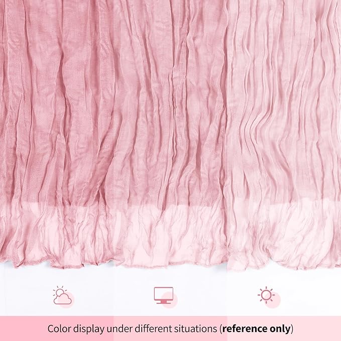6 Pack Light Pink Cheesecloth Table Runner 17x108 Inch Semi Sheer Boho Gauze Cheese Cloth Fabric Table Runners, for Wedding Party Baby Shower Birthday Home Decor Garden Farmhouse