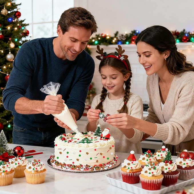 LEBERY Christmas Sprinkles Gingerbread Sprinkle White Winter Snowflake Sprinkle Red Green White Jimmies Edible Christmas Holiday Cake Sprinkles for Baking Ice Cream Cookies Cupcake Topper 8.4 Oz