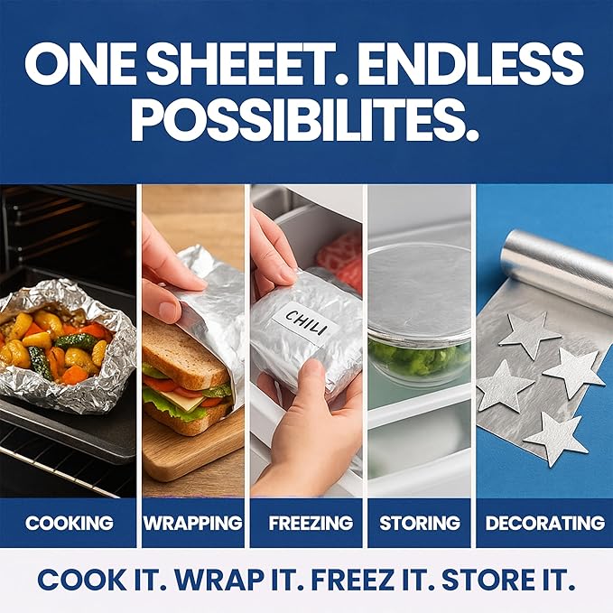 Pre-Cut Aluminum Foil Sheets 12" x 10.7" – Heavy-Duty, Non-Stick, Pop-Up Disposable Sheets for Grilling, Baking, BBQ, Food Storage, and Catering (12X10.7", 400.0, sheet)
