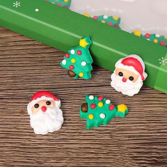 PhilaeEC 10 Pcs Christmas Tree 5 Pcs Santa Claus Mix Icing Decoration Edible Candy Sprinkle for Cake Decoration Baking Cookie Cupcake Toppers Christmas Holiday Party Supplies
