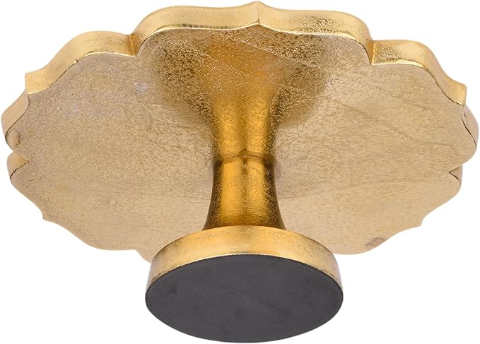 Cruiser’s Caché 11.5" Sculpted Metal Cake Stand, White Enamel and Rustic Gold Finish, Handcrafted