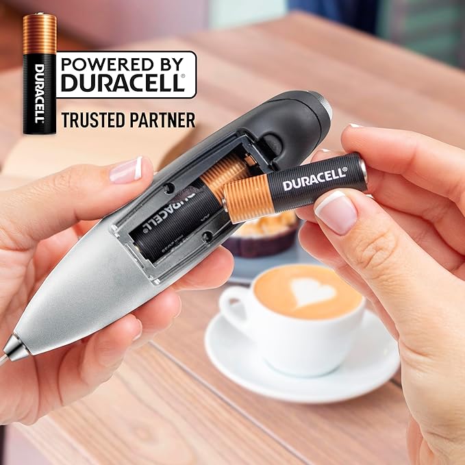 Zulay Kitchen Milk Frother Handheld Electric Whisk with AA Duracell Batteries – Durable Drink Mixer for Coffee, Lattes, Cappuccinos & More - Storm