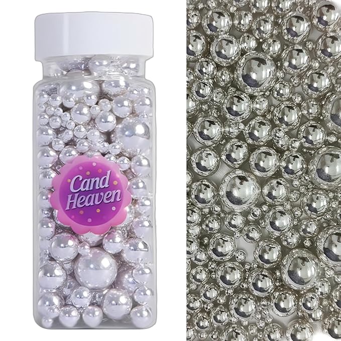 White Pearl Sprinkles and Edible Pearls, 120g (4.23oz), Cake Decorating Supplies, Shiny Cake Pearls for Cookies, Cupcakes, Cake Decorating