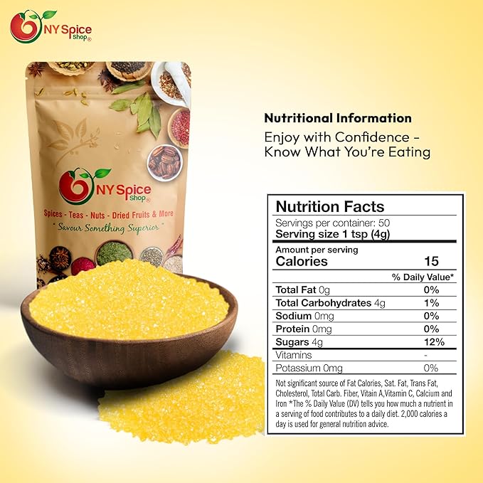 NY Spice Shop Yellow Sanding Sugar - 1 Pound Sweet Colorful Edible Sprinkles For Candy Dish - Sugar Sprinkles For Cake Decorating Cookies Basket & Dishes