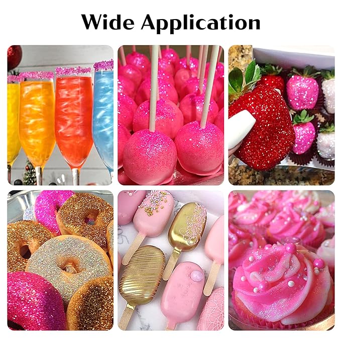 Edible Glitter for Drinks – 5 Colors Luster Dust, Food Grade Cocktail Shimmer Powder for Cakes, Beverages, Chocolate & Candy, 5g/Bottle