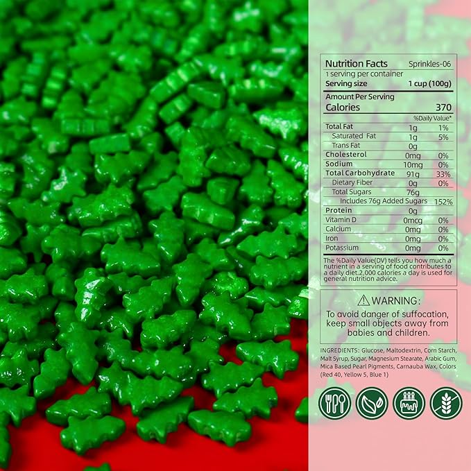 Christmas Sprinkles for Cookies, Green Tree Sprinkles Perfect for Christmas Dessert Party 3.52 Ounce