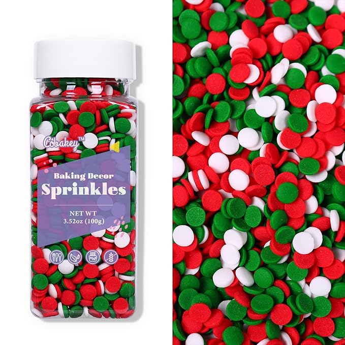 Christmas Sprinkles for Cookies, Red and Green Sprinkles Perfect for Christmas Dessert Party 3.52 Ounce