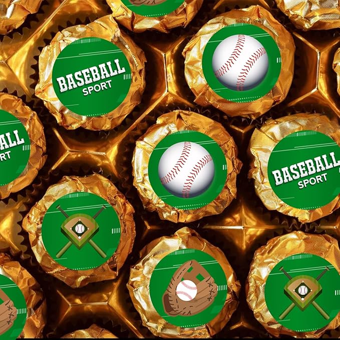 Baseball Round Candy Stickers - Batter Up - Sports Theme Baby Shower or Birthday Party Round Labels Fit Chocolate Candy (160 Pieces