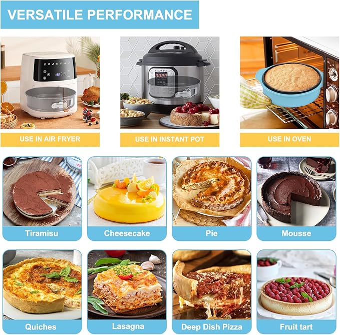 7 8 8.7 In Springform Pan, Round Leakproof Nonstick Removable Bottom Cheesecake Pan, Baking Silicone Protector with 50PCS Parchment Paper