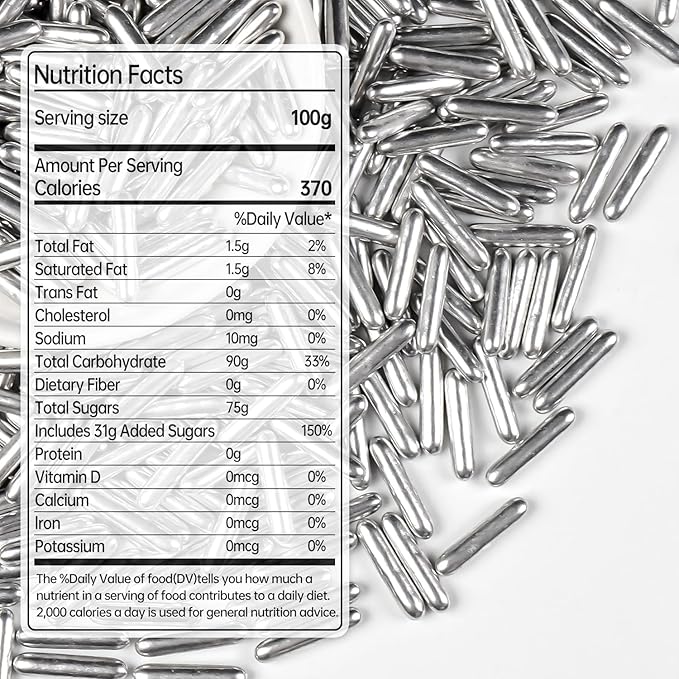 Christmas Silver Rods Sprinkles, Sugar Sprinkles For Cake Decorating, 150g/5.29oz, Food Grade, Foodgrade Decoration, Cupcake Toppers, Donuts, Cookies, Holiday, Birthday Party, Christmas Supplies