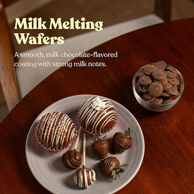 Cambie Melting Chocolate Candy Melts - 2 Pounds of Milk Chocolate Melts Used for Dipping, Baking & Toppings - Premium Quality Chocolate Wafers for Homemade Desserts