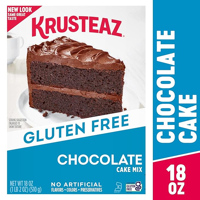 Krusteaz Gluten Free Chocolate Cake Mix, No Artificial Flavors, Colors, or Preservatives, 18 Ounce (Pack of 1)