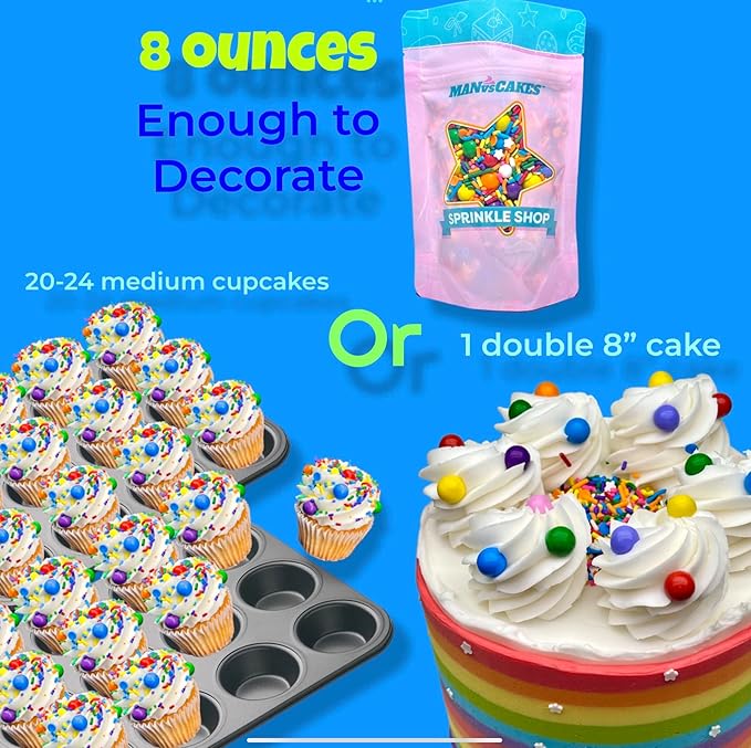 Sprinkles | 8 oz | Gold sugars | Manvscakes | Star sugar