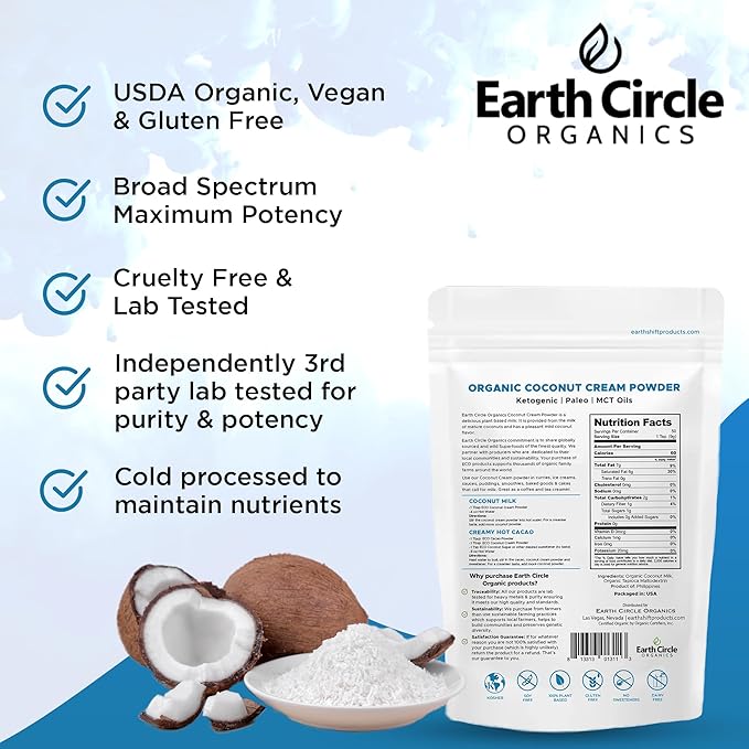 Organic Coconut Milk Powder | Vegan Keto Coconut Creamer, Dairy-Free, Gluten-Free, No Added Sugar, High in MCTs, Antioxidants, & Iron | For Smoothies, Baking, & Cooking (1 Pound, Pack of 2)