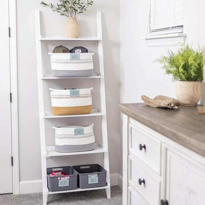 Hygge & Sage Minimalist Household Labels for Organizing - 224 Preprinted Waterproof Sticker Labels + 16 Blank Labels for Home Office, Craft Room, Linen Closets, and Laundry Organization and Storage
