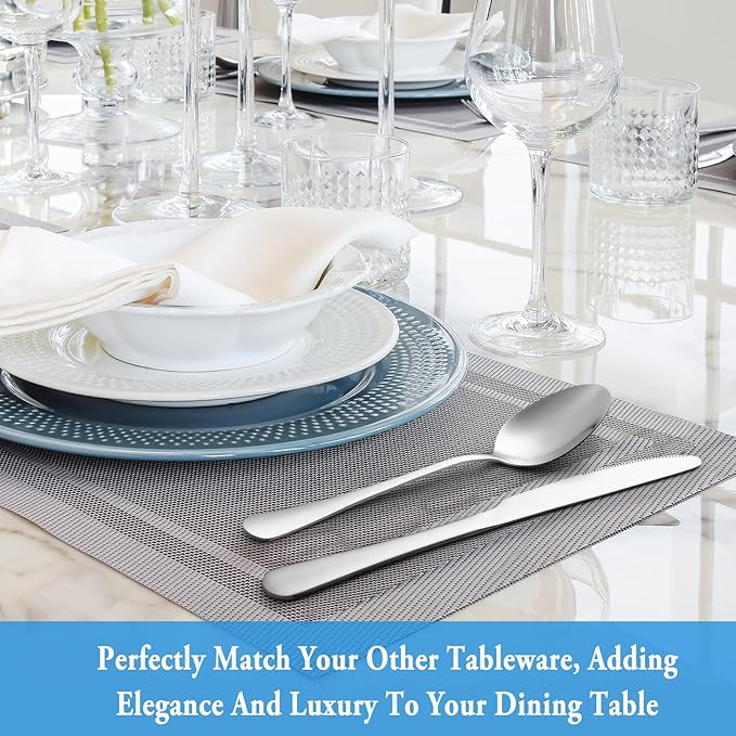 32 Pcs Dinner Spoon Set,Premium Food Grade Stainless Steel Spoons,Durable Metal Spoon,Tablespoon,Spoons Silverware Only,Mirror Finish & Dishwasher Safe,Use for Home,Kitchen and Restaurant - 7.3 inch