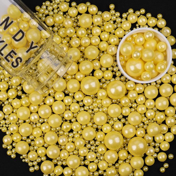 Sprinkles for Cake Decorating, 4.6oz Yellow Pearl Sprinkles Mix for Ice Cream, Cupcake, Baking, Cookies, Cake toppings