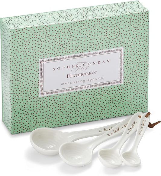 Portmeirion Sophie Conran Measuring Spoons, Set of 4 - Fine Porcelain Nesting Utensils with Hand-Thrown Look for Kitchen Prep, Baking & Serving Tools, Durable Design & Dishwasher Safe
