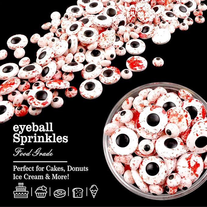 Edible Candy Eye, Halloween Sprinkles, Bloody Eyeballs, Halloween Sprinkles for Cake Decorating, Edible Cake Decoration & Cupcake Toppers, 150g/5.29oz, Party Supplies