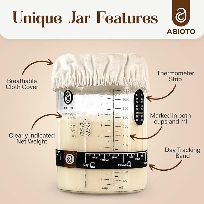 Sourdough Bread Making Kit with 9" Round & 10" Oval Bannetons and 40 oz Starter Jar – Complete Sourdough Kit with Lame, Whisk, Scrapers, Slings, Mat, Silicone Spatula & Cloth Covers