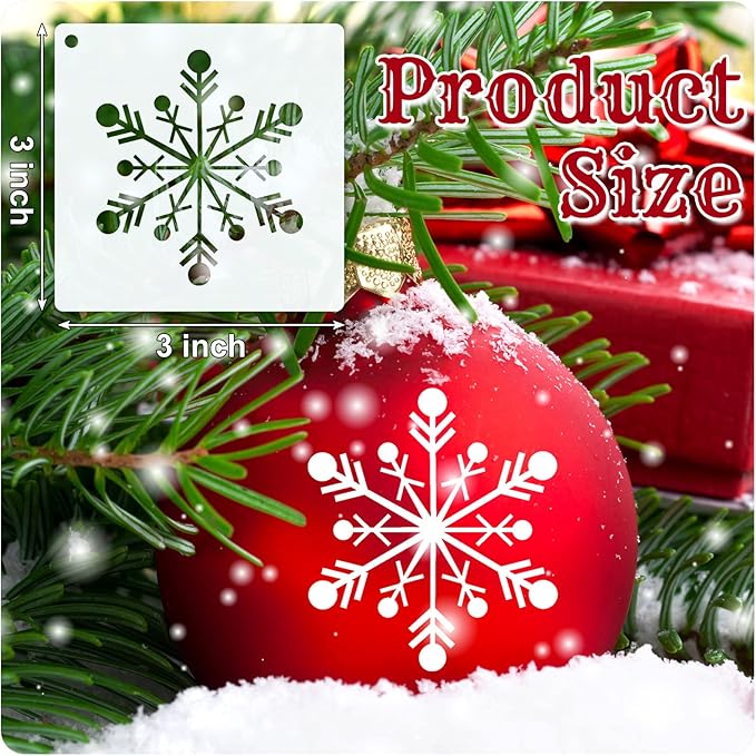 66 Pcs Small Stencils for Crafts Reusable 3 Inch Stencils for Painting on Wood DIY Craft Paint Template for Wall Home Decor Card Rock Canvas Drawing Holiday Ornament(Snowflake)