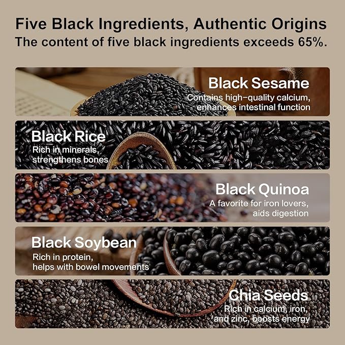 I WUGU Walnut Black Soybean Sesame Powder, Plant-Based Meal Replacement Shake Powder, Healthy Breakfast Instant Drink , Low GI Food, High in Calcium, Protein and Fiber, Non-GMO, Vegan, No Artificial Flavors, Colors or Sweeteners, 19.25 oz (546g)