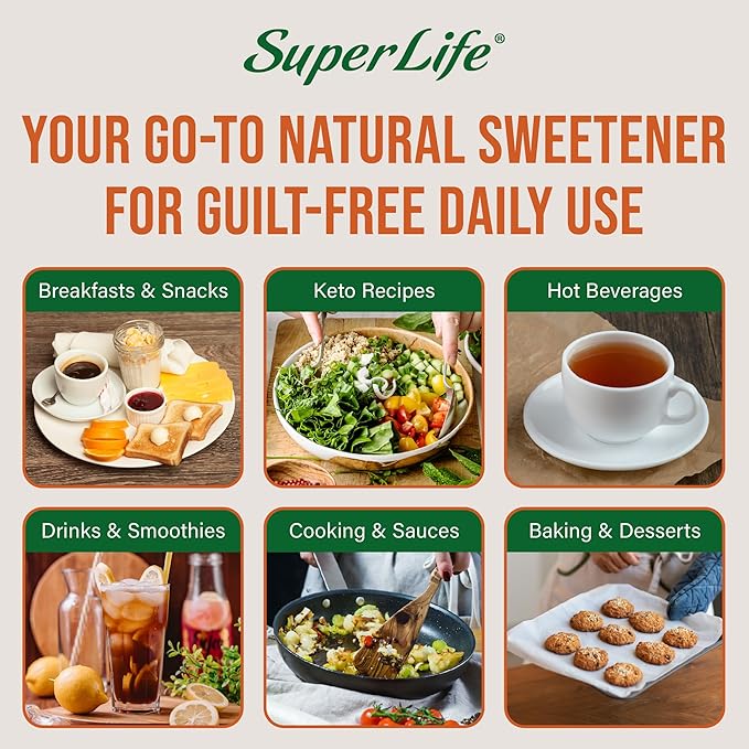 Super Life Monk Fruit Sweetener with Fiber – Low-Glycemic Index, Diabetic-Safe & Erythritol-Free Sugar Alternative for Baking, Beverages & Caramelizing | Non-GMO, Low-Calorie, Keto & Low GI Food – 7oz / 200g