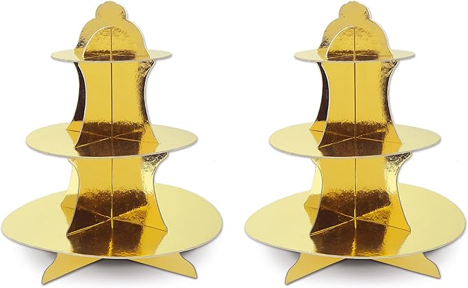 Beistle Metallic Cupcake Stands, 13.5", Gold, 2 Piece Pack