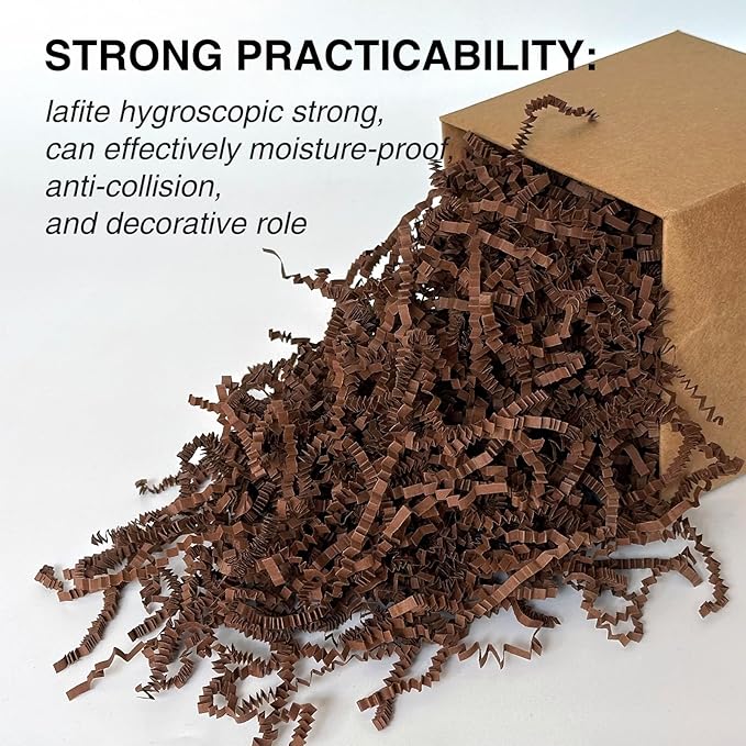 2LB Crinkle Paper Shred Filler for Gift Box Bag and Basket On Holidays(Dark Brown)