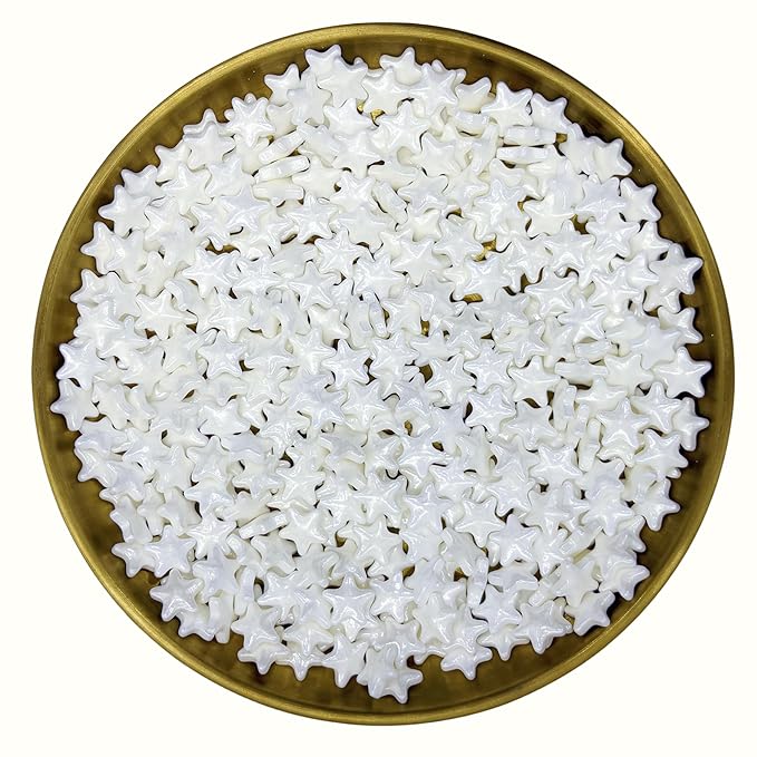 Dynastang 10mm White Stars Sprinkles Edible Stars Cake Decorating Stars Cake Decorations Cupcake Toppers Cookie Decorating Perfect for Cakes, Cupcakes, Desserts Toppings 3OZ