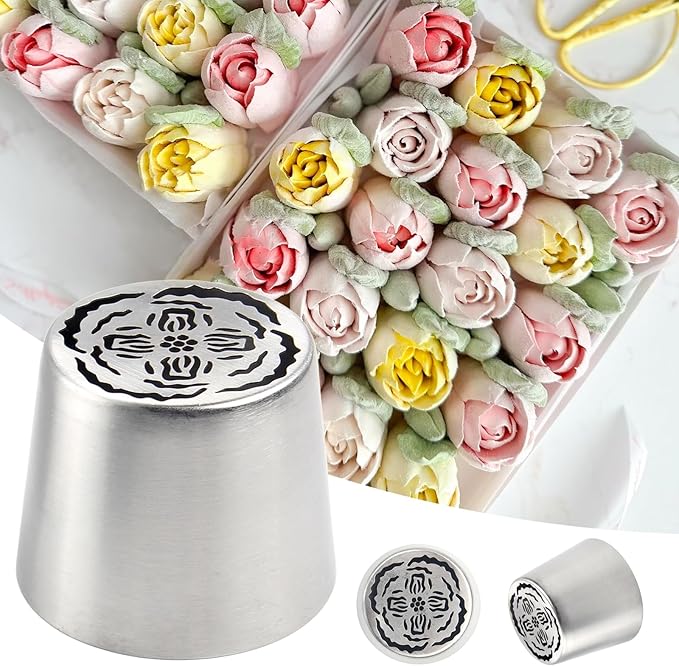 Extra Large Russian Piping Tips for Marshmallows Stainless Steel Flower Frosting Nozzles many styles Cake Decorating Baking tool for Buttercream, Cupcakes Cookies(SL67)