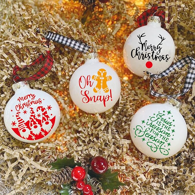 60pcs Christmas Stencils for Painting on Wood 3 Inch Small Nativity Ornament Reusable Holiday Xmas Drawing Stencil Templates for Wood DIY Crafts Card Paper Gift Home (Winter)
