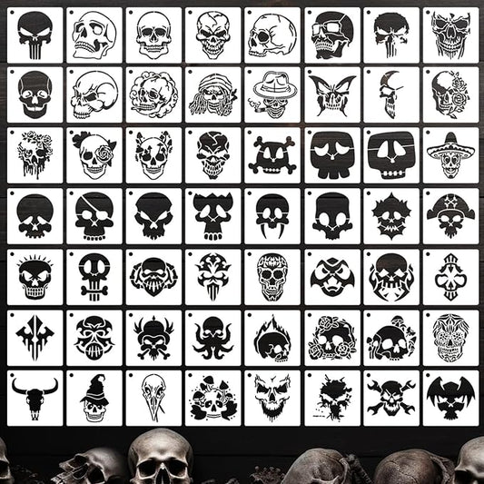 Skulll Stencils for Painting 3inch Reusable Skulls Stencil Template Paint Stencils for Painting on Wood Wall Card Fabrics